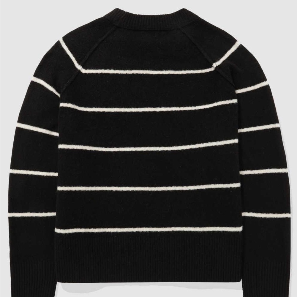 Aerie Black and White Striped Crewneck Sweater